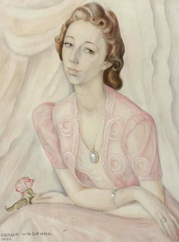 Ritratto di signora in abito rosa - 1940